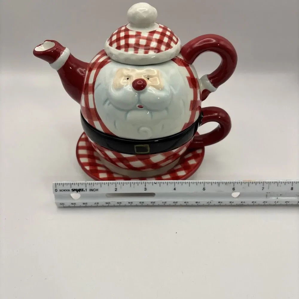 Santa Teapot And Cup Set Tea For One Granny Core Cottage Core Cute Christmas